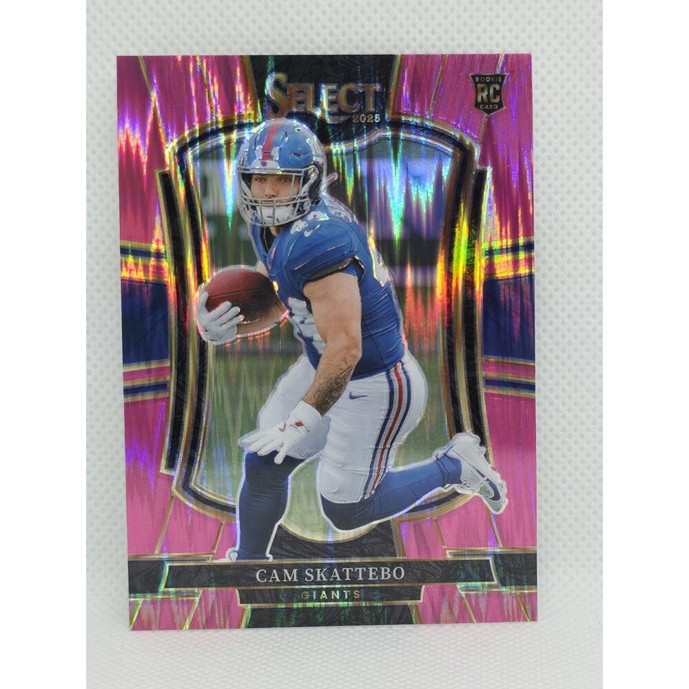 2025 Panini Select - Premier Level Cam Skattebo #195 Pink Shock Prizm (RC)